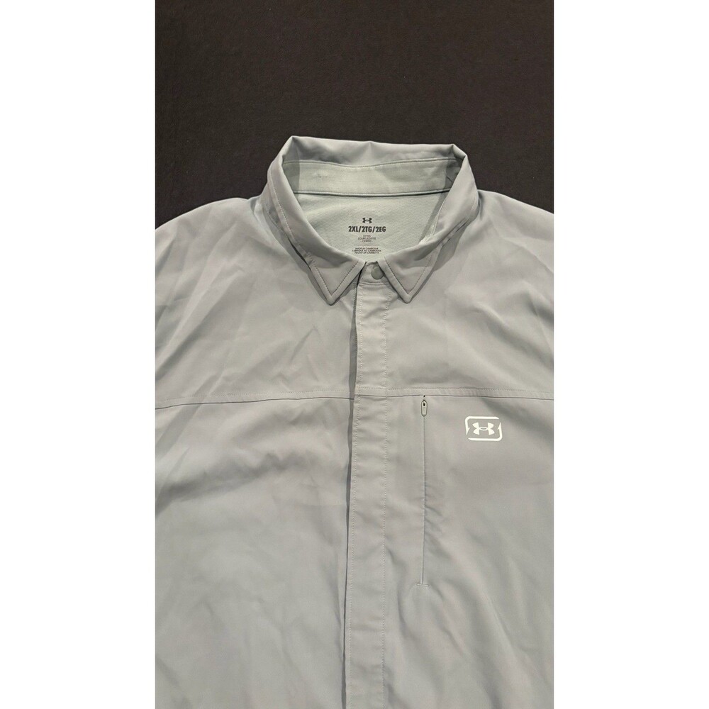 Under Armour Button-Down Lightweight Polyester Gray Shirt Snap Button Fitted XL